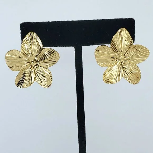 14K Gold Womens Flower Earrings Ladies 14 Karat 925 Silver Floral Style Jewelry - Picture 3 of 8